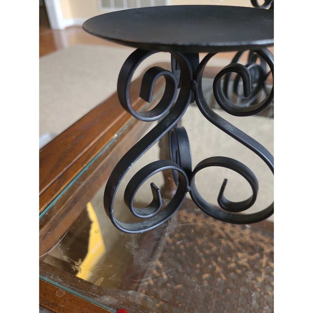 Lot of 3 Black Metal Pillar Candle Holders 4” Dia Graduated Heights - Picture 9 of 11